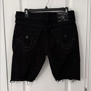 True Religion Jet Black Cutoff Shorts size 30